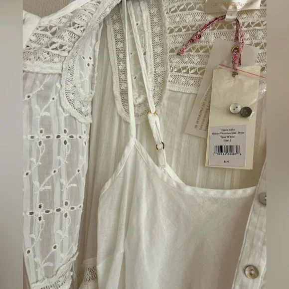 NWT $595 LoveShackFancy Medina Victorian Maxi White Lace Dress 2PC Size 2 - Picture 8 of 14